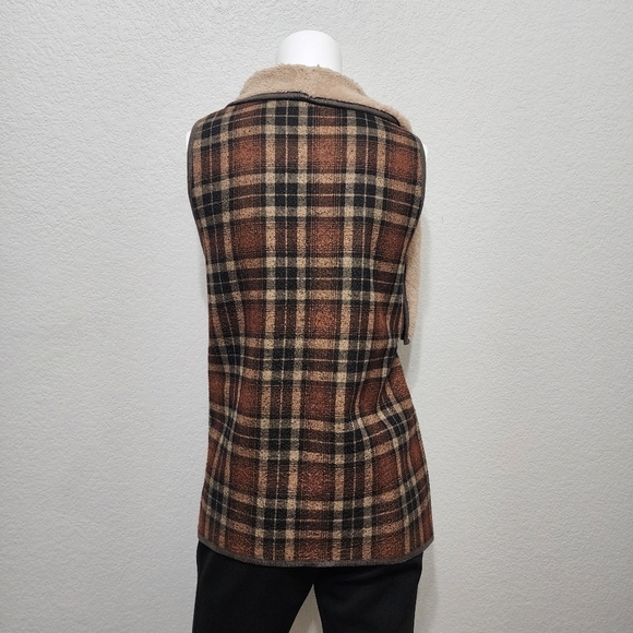 Jodifl Plaid Fleece Renaissance Long Open Vest Size M - Picture 10 of 10